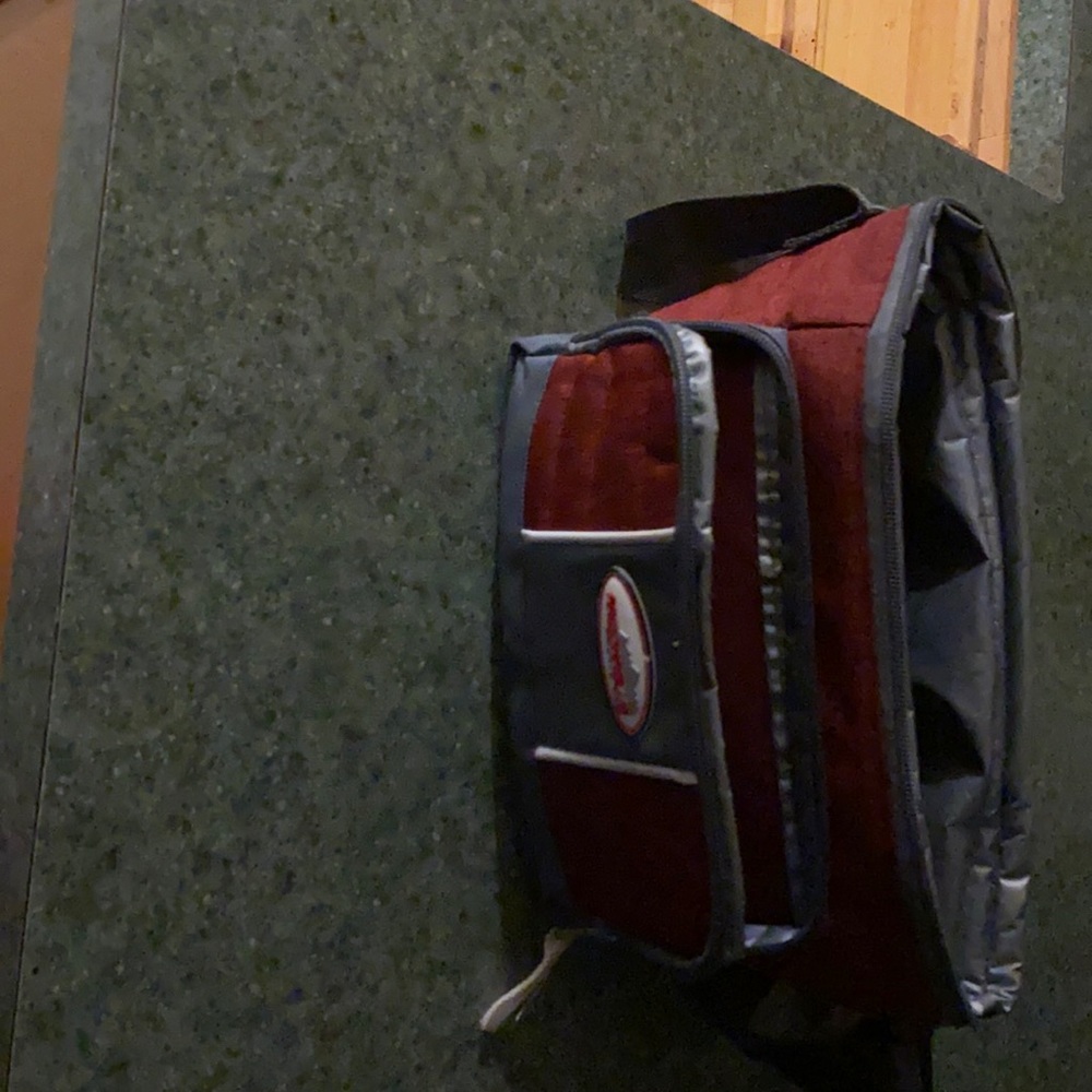 Red and grey lunch bag